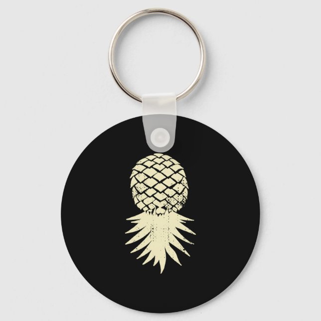 Porte-clés Pineapple à l'envers homme subtile vacances drôle (Recto)