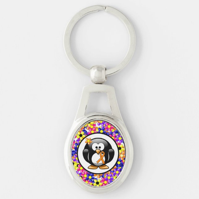 Porte-clés Pingouin à ruban pour la sensibilisation à l'orang (Devant)