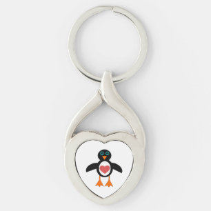 Porte-clés Pingouin Cœur d'Amour Mignon