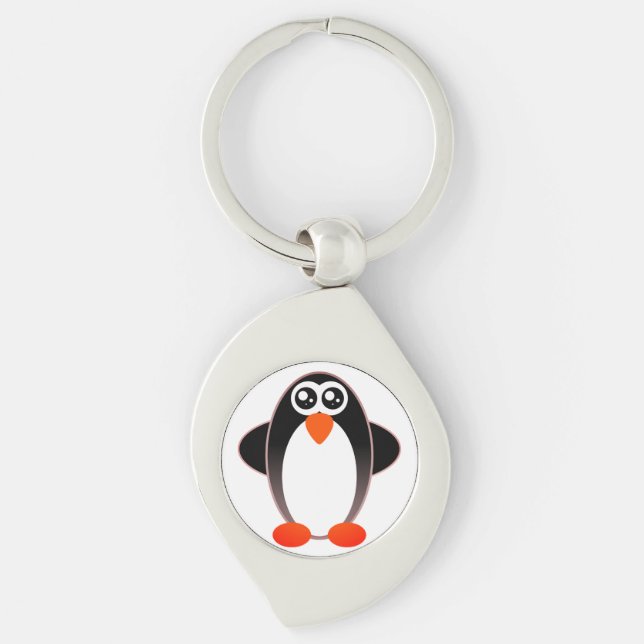 Porte-clés Pingouin, Dessin, Noir Et Blanc (Devant)