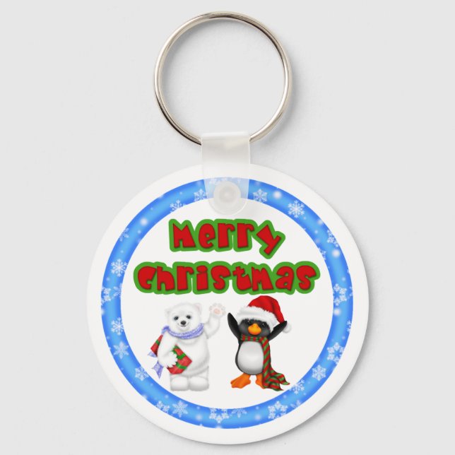 Porte-clés Pingouin et ours désir de Noël (Recto)