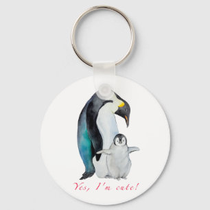 Porte-clés Pingouins empereurs d'aquarelle mignons