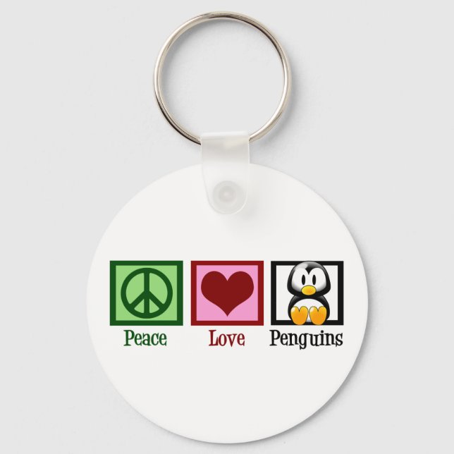 Porte-clés Pingouins Peace Love (Recto)