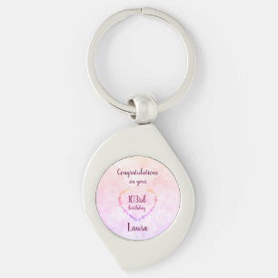 Porte-clés Pink and Silver 103e anniversaire Personnalisé