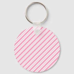Porte-clés Pink and White Diagonal Stripes Keychain