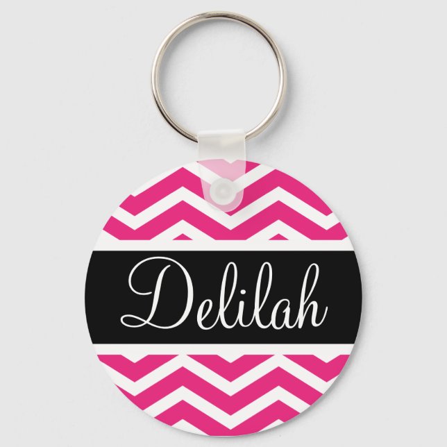Porte-clés Pink Blanc Chevron noir (Recto)
