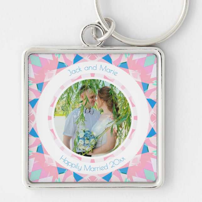 Porte-clés Pink Blue 5th Mariage Anniversaire Keepsaké cadeau (Devant)
