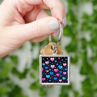 Porte-clés Pink & Blue Glowing Hearts
