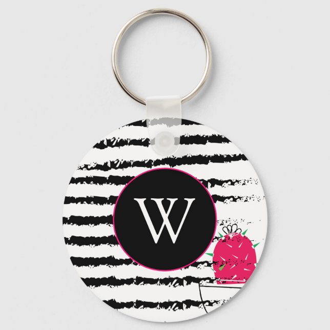 Porte-clés Pink Cactus pattern Monogram (Recto)