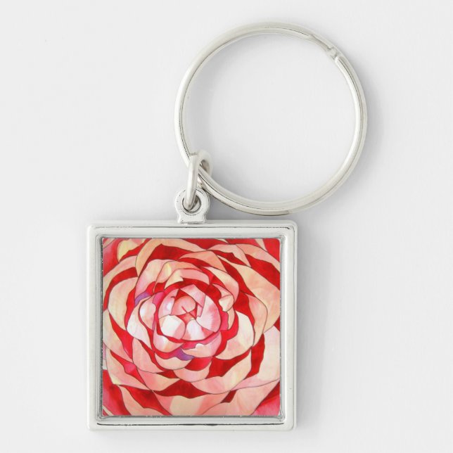 Porte-clés Pink Camellia abstract art painting original (Devant)