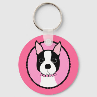Porte-clés Pink Cameo Boston Terrier