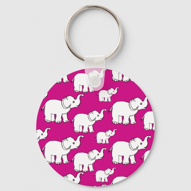 Porte-clés Pink Cute Animal Pattern Cartoon Elephant Pattern (Recto)