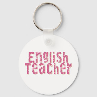 Porte-clés Pink Distressed Text Anglais Enseignant
