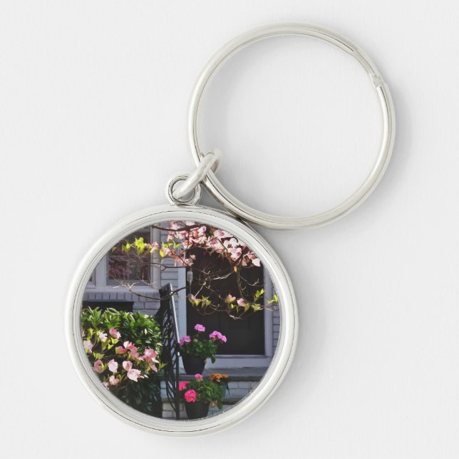 Porte-clés Pink Dogwood and Pots of Geraniums (Devant)
