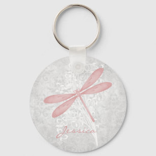 Porte-clés Pink Dragonfly Personalized Keychain