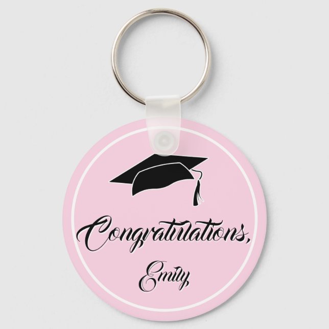 Porte-clés Pink Félicitations Graduation Cap (Recto)