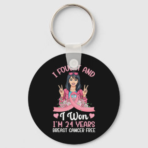 Porte-clés Pink Girl I Fought Et I Won I'm 24 Years Breast C