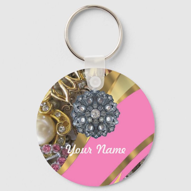 Porte-clés Pink & gold bling (Recto)