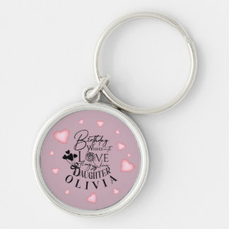 Porte-clés Pink Hearts Daughter Birthday Text Design