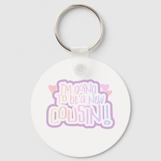 Porte-clés Pink Je vais être un Cousin (Recto)