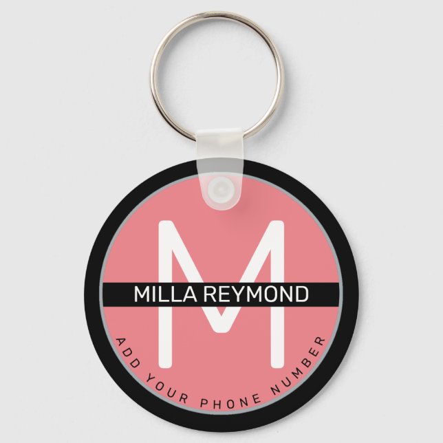 Porte-clés pink keychain with name (Recto)
