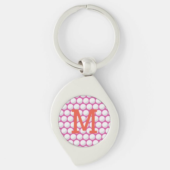 Porte-clés Pink Ladies Golf Ball Monogramme INITIAL Orange (Devant)