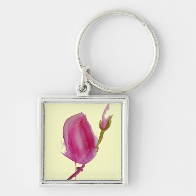 Porte-clés Pink magnolia watercolour flower art (Devant)