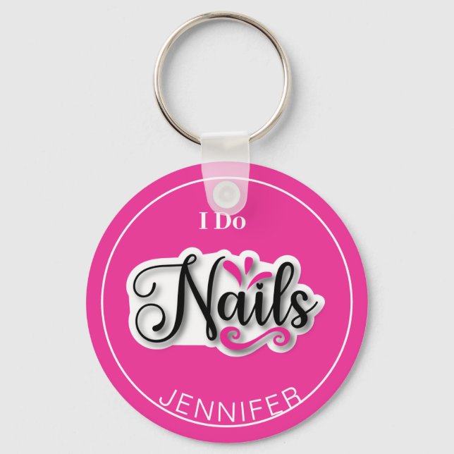 Porte-clés Pink Modern I Do Nails Nail Technicien Porte - clé (Recto)