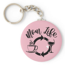 Pink Mom Porte - clé de vie - Coffee Wine Repeate