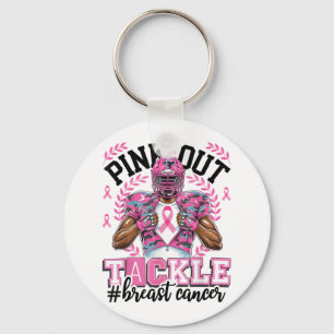 Porte-clés Pink Out Football Cancer du sein Tackle de sensibi