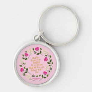 Porte-clés Pink Purple Floral William Shakespeare Never Doubt