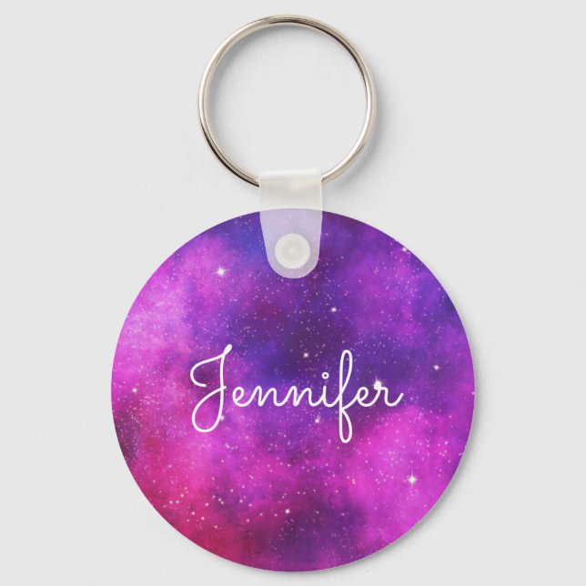 Porte-clés Pink & Purple Space & Stars Faux Galaxy (Recto)