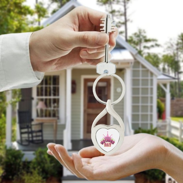 Porte-clés Pink Queen Crown Joyeuse mère jour Porte - clé mét (Créateur téléchargé)