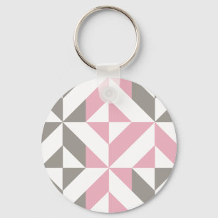 Porte-clés Pink Raspberry and Silver Geometric ZigZag