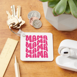 Porte-clés Pink Retro Super Mama Mère Mère Fête Maman