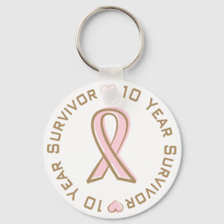 Porte-clés Pink Ribbon Breast Cancer Survivor 10 Years