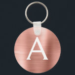 Porte-clés Pink Rose Gold Faux Stainless Steel Monogram<br><div class="desc">Pink Rose Gold Faux Stainless Steel Metallic Elegant Keychain. These Keychains can be customized to include your initial and first name. These key chains make great birthday,  bridal shower or bachelorette party favors.</div>