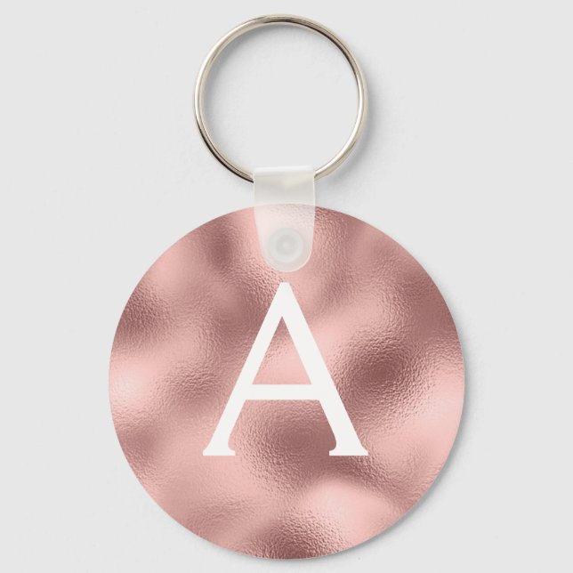 Porte-clés Pink Rose Gold Foil & Sparkor Monogramme (Recto)
