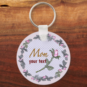 Porte-clés Pink Rosebud Maman porte - clé personnalisé