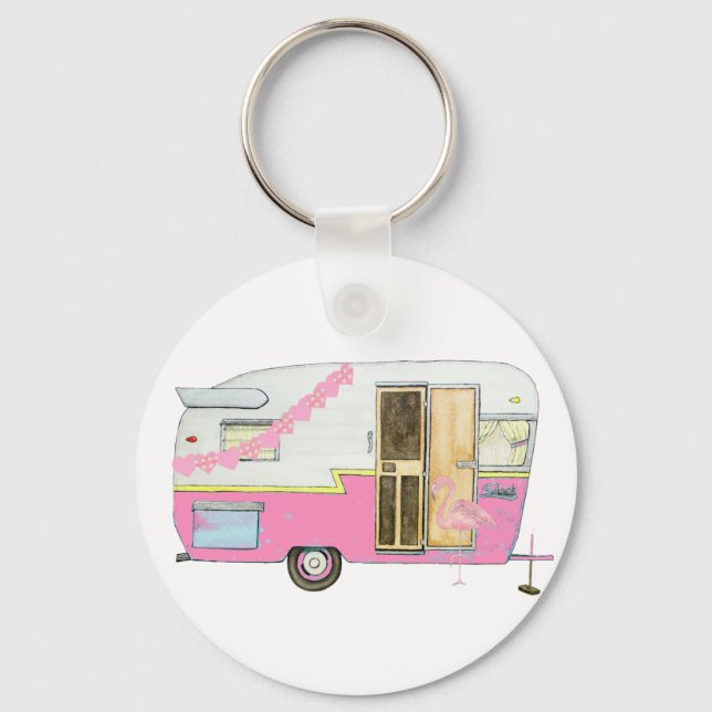 Porte-clés Pink She Shed Vintage Trailer (Recto)