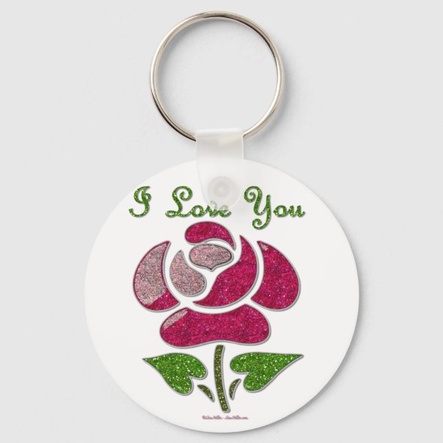 Porte-clés Pink Stencil Rose I Love You (Recto)