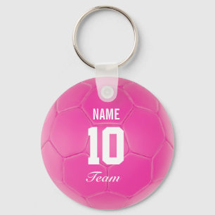 Porte-clés Pink Team Soccer Ball Nom personnalisé
