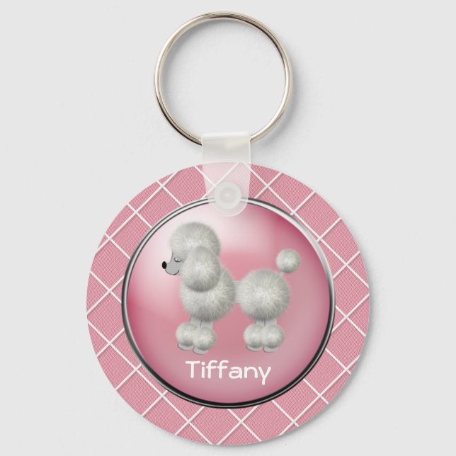 Porte-clés Pink With White Poodle Key Chain (Recto)