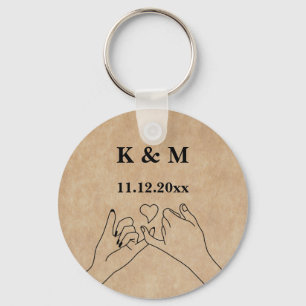 Porte-clés Pinky Promesse Couple personnalisé Monogramme et 