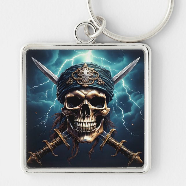Porte-clés Pirate crâne avec Porte - clé d'épées (Devant)