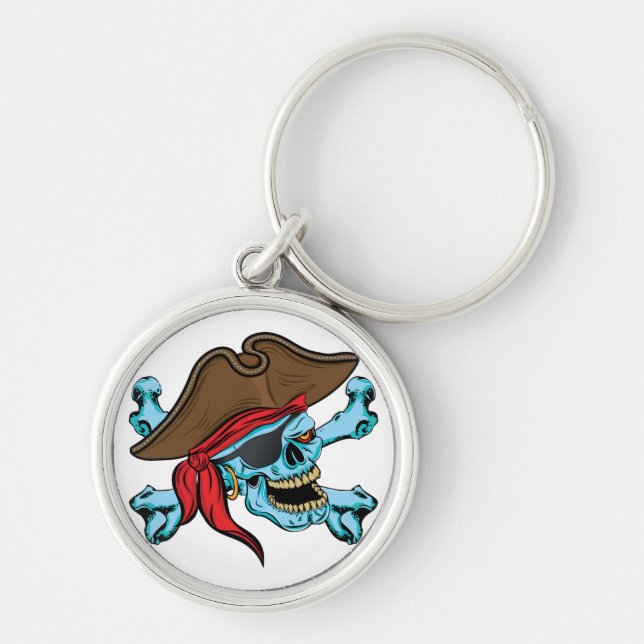 Porte-clés Pirate crâne et os croisés (Devant)