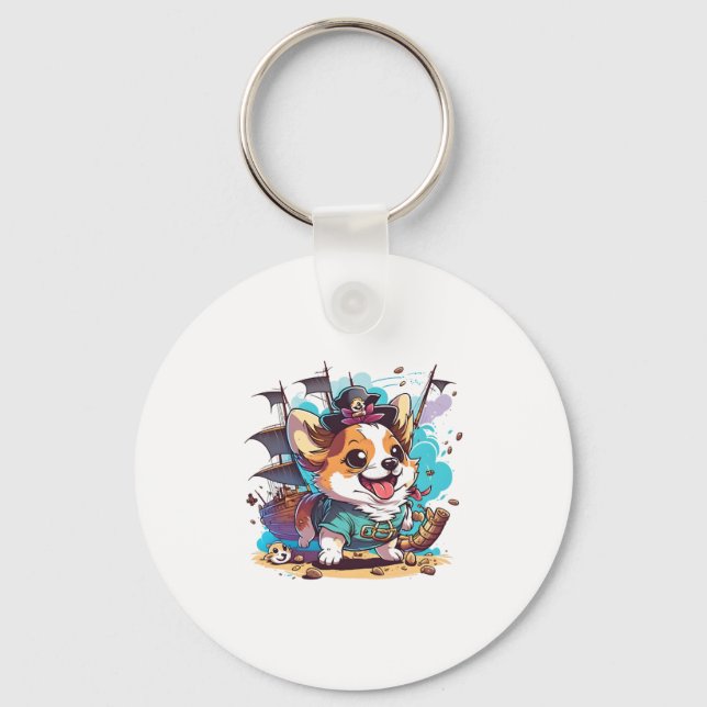 Porte-clés Pirate de Chien de Corgi (Recto)
