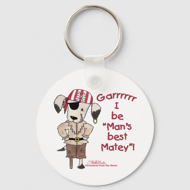 Porte-clés Pirate Dog "Mans Best Matey !" (Recto)