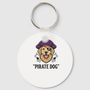 Porte-clés Pirate Dog Modèle de T-shirt avec Gravure Vintage_