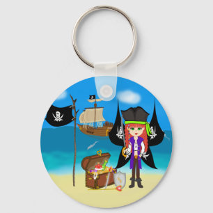 Porte-clés Pirate Faery avec navire et Porte - clé au trésor